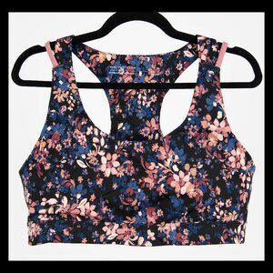 We Wander Womens Zoey Multicolor Floral Racerback Performance Bra XL EUC